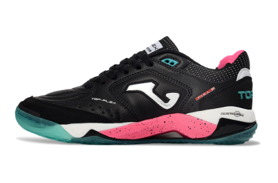 Joma Top Flex IC Indoor & Futsal Soccer Shoes - Black/Electric Pink/Turquoise Blue
