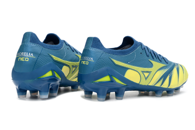 Mizuno Morelia Neo 4 FG Firm Ground Soccer Cleats - Blue/Electric Yellow/Night Sky