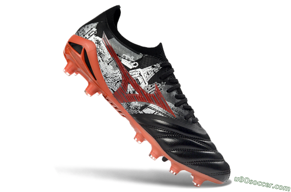 Mizuno Morelia Neo 4 FG Firm Ground Soccer Cleats - Black/Coral Red/Graphite Grey 4
