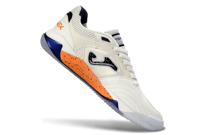 Joma Top Flex IC Indoor & Futsal Soccer Shoes - White/Orange Blaze/Navy Blue