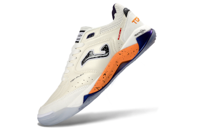 Joma Top Flex IC Indoor & Futsal Soccer Shoes - White/Orange Blaze/Navy Blue