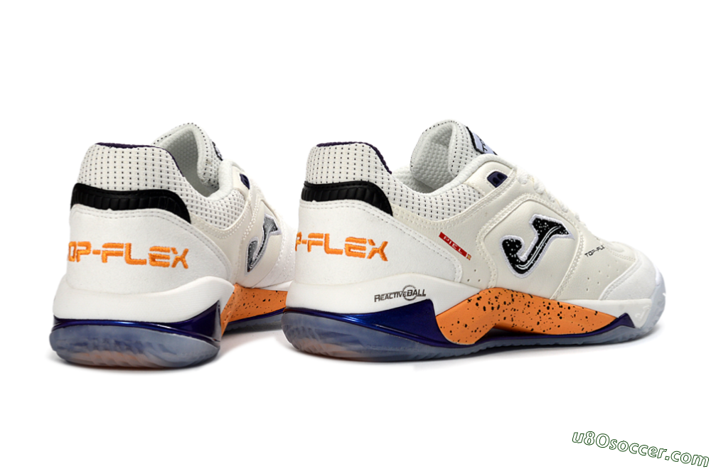 Joma Top Flex IC Indoor & Futsal Soccer Shoes - White/Orange Blaze/Navy Blue 6