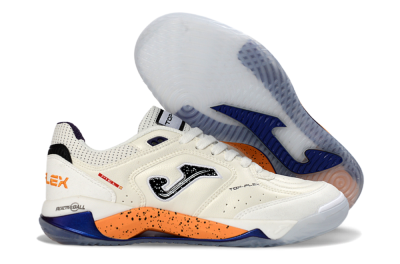 Joma Top Flex IC Indoor & Futsal Soccer Shoes - White/Orange Blaze/Navy Blue