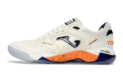 Joma Top Flex IC Indoor & Futsal Soccer Shoes - White/Orange Blaze/Navy Blue