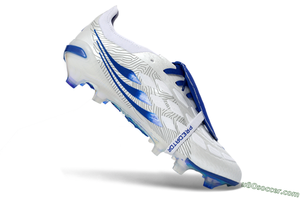 Adidas Predator 26 Elite Fold-Over Tongue FG Firm Ground Soccer Cleats - White/Royal Blue/Cloud White 4