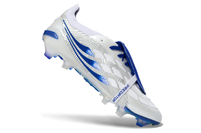 Adidas Predator 26 Elite Fold-Over Tongue FG Firm Ground Soccer Cleats - White/Royal Blue/Cloud White