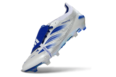 Adidas Predator 26 Elite Fold-Over Tongue FG Firm Ground Soccer Cleats - White/Royal Blue/Cloud White