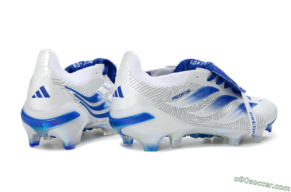 Adidas Predator 26 Elite Fold-Over Tongue FG Firm Ground Soccer Cleats - White/Royal Blue/Cloud White 6