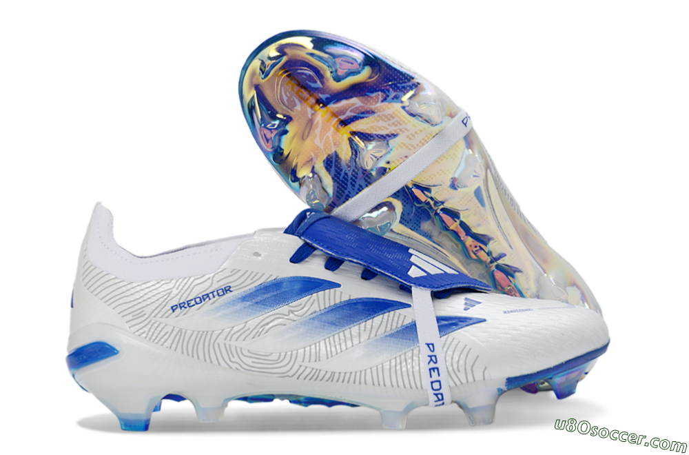 Adidas Predator 26 Elite Fold-Over Tongue FG Firm Ground Soccer Cleats - White/Royal Blue/Cloud White 1