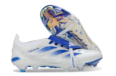 Adidas Predator 26 Elite Fold-Over Tongue FG Firm Ground Soccer Cleats - White/Royal Blue/Cloud White