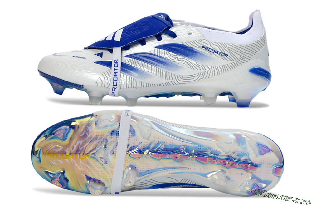 Adidas Predator 26 Elite Fold-Over Tongue FG Firm Ground Soccer Cleats - White/Royal Blue/Cloud White 0