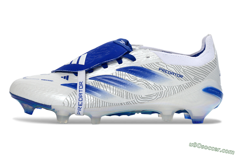 Adidas Predator 26 Elite Fold-Over Tongue FG Firm Ground Soccer Cleats - White/Royal Blue/Cloud White 2