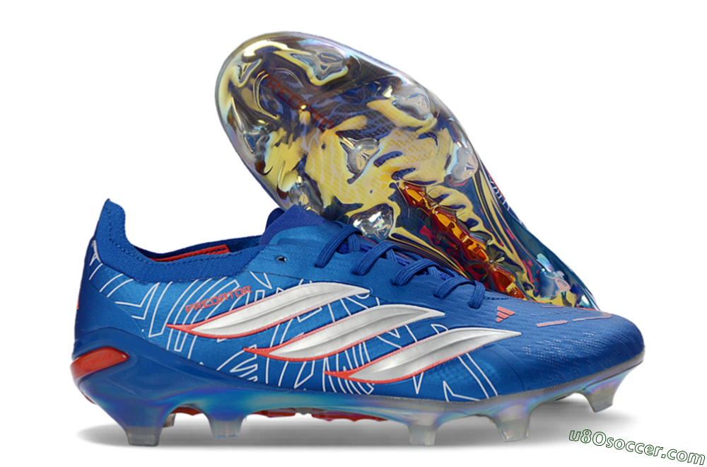 Adidas Predator 26 Elite FG Firm Ground Soccer Cleats - Blue/Electric Blue/Fiery Red 1