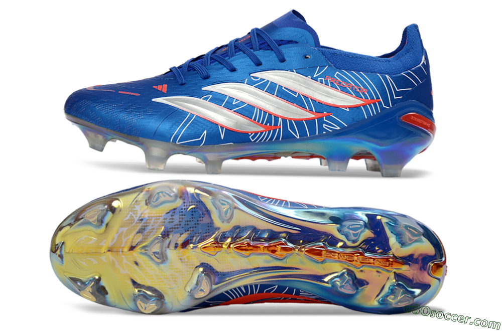 Adidas Predator 26 Elite FG Firm Ground Soccer Cleats - Blue/Electric Blue/Fiery Red 0