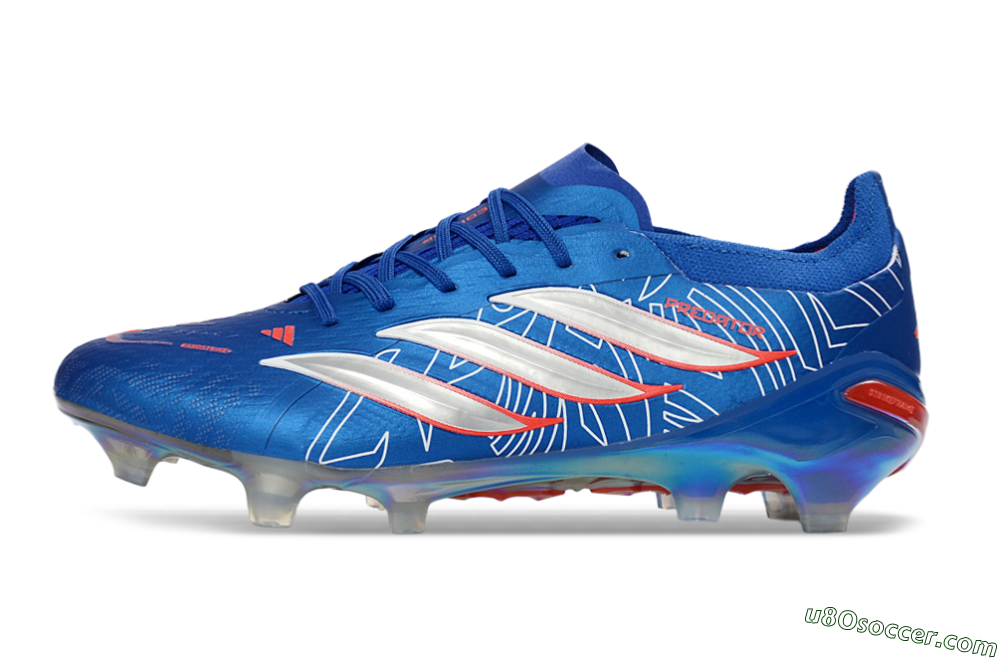 Adidas Predator 26 Elite FG Firm Ground Soccer Cleats - Blue/Electric Blue/Fiery Red 2