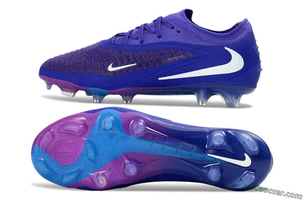 Nike Phantom 6 Elite Low FG Firm Ground Soccer Cleats - Purple/Royal Purple/Electric Blue 0