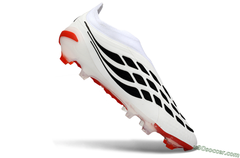 Adidas Predator 26 Elite Laceless FG Firm Ground Soccer Cleats - White/Solar Red/Black 4