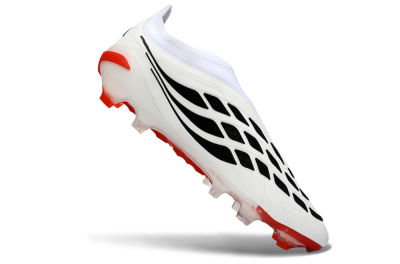 Adidas Predator 26 Elite Laceless FG Firm Ground Soccer Cleats - White/Solar Red/Black