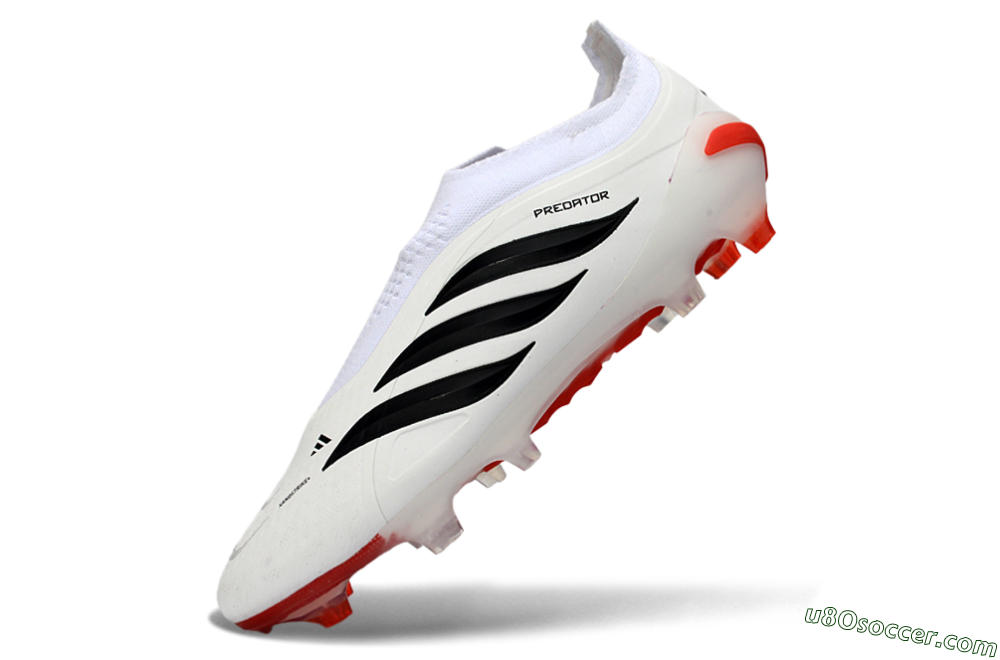 Adidas Predator 26 Elite Laceless FG Firm Ground Soccer Cleats - White/Solar Red/Black 5