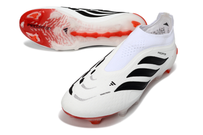 Adidas Predator 26 Elite Laceless FG Firm Ground Soccer Cleats - White/Solar Red/Black