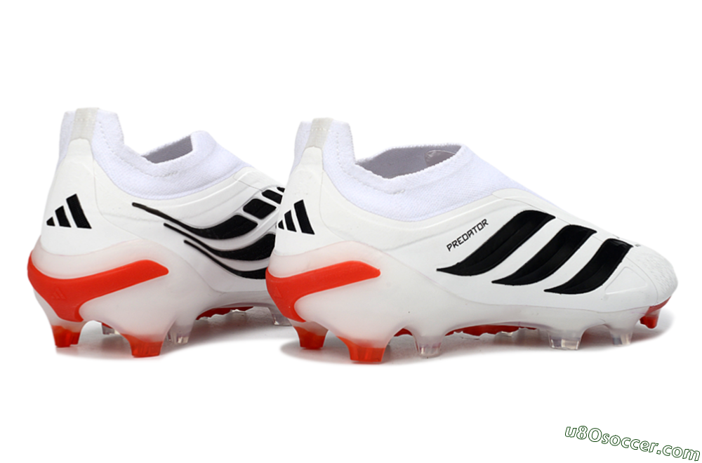 Adidas Predator 26 Elite Laceless FG Firm Ground Soccer Cleats - White/Solar Red/Black 6