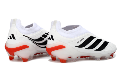 Adidas Predator 26 Elite Laceless FG Firm Ground Soccer Cleats - White/Solar Red/Black