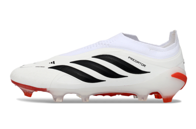 Adidas Predator 26 Elite Laceless FG Firm Ground Soccer Cleats - White/Solar Red/Black