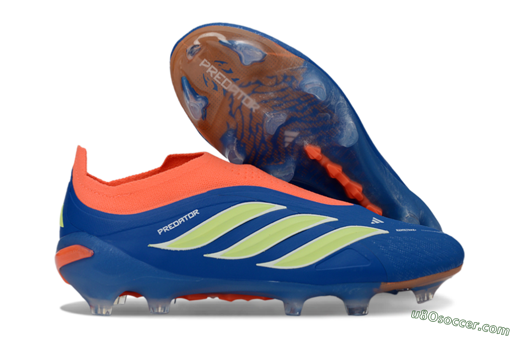 Adidas Predator 26 Elite Laceless FG Firm Ground Soccer Cleats - Blue/Bright Orange/Lime Green 1