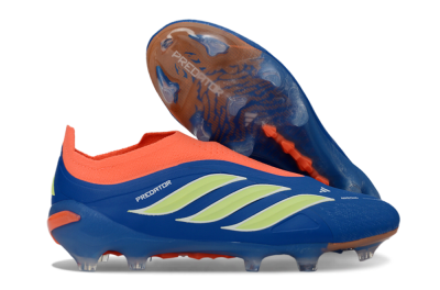 Adidas Predator 26 Elite Laceless FG Firm Ground Soccer Cleats - Blue/Bright Orange/Lime Green