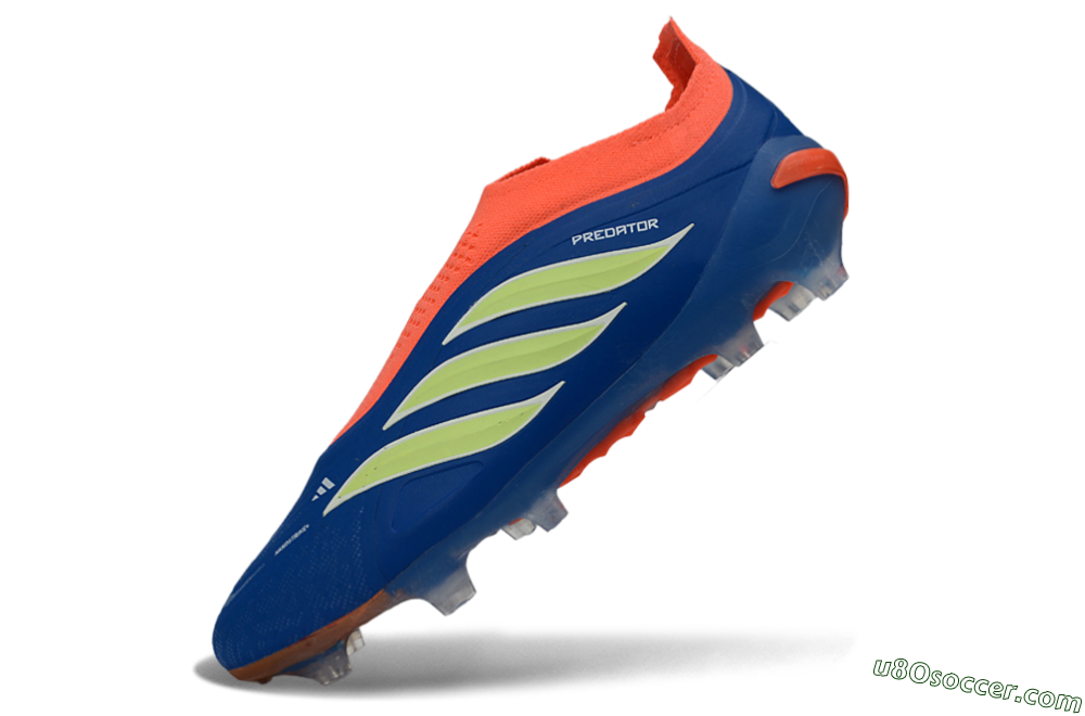 Adidas Predator 26 Elite Laceless FG Firm Ground Soccer Cleats - Blue/Bright Orange/Lime Green 5