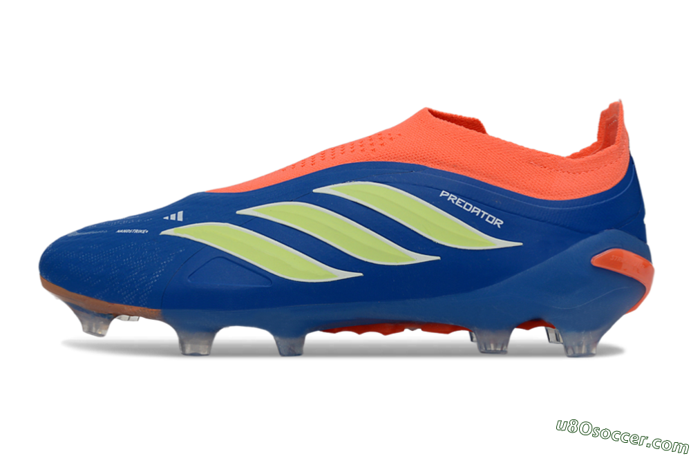 Adidas Predator 26 Elite Laceless FG Firm Ground Soccer Cleats - Blue/Bright Orange/Lime Green 2