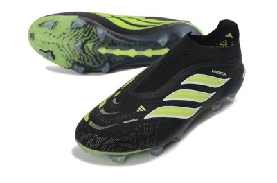 Adidas Predator 26 Elite Laceless FG Firm Ground Soccer Cleats - Black/Lime Green/White