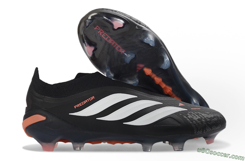 Adidas Predator 26 Elite Laceless FG Firm Ground Soccer Cleats - Black/White/Coral 1
