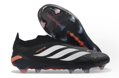 Adidas Predator 26 Elite Laceless FG Firm Ground Soccer Cleats - Black/White/Coral