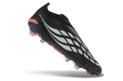 Adidas Predator 26 Elite Laceless FG Firm Ground Soccer Cleats - Black/White/Coral