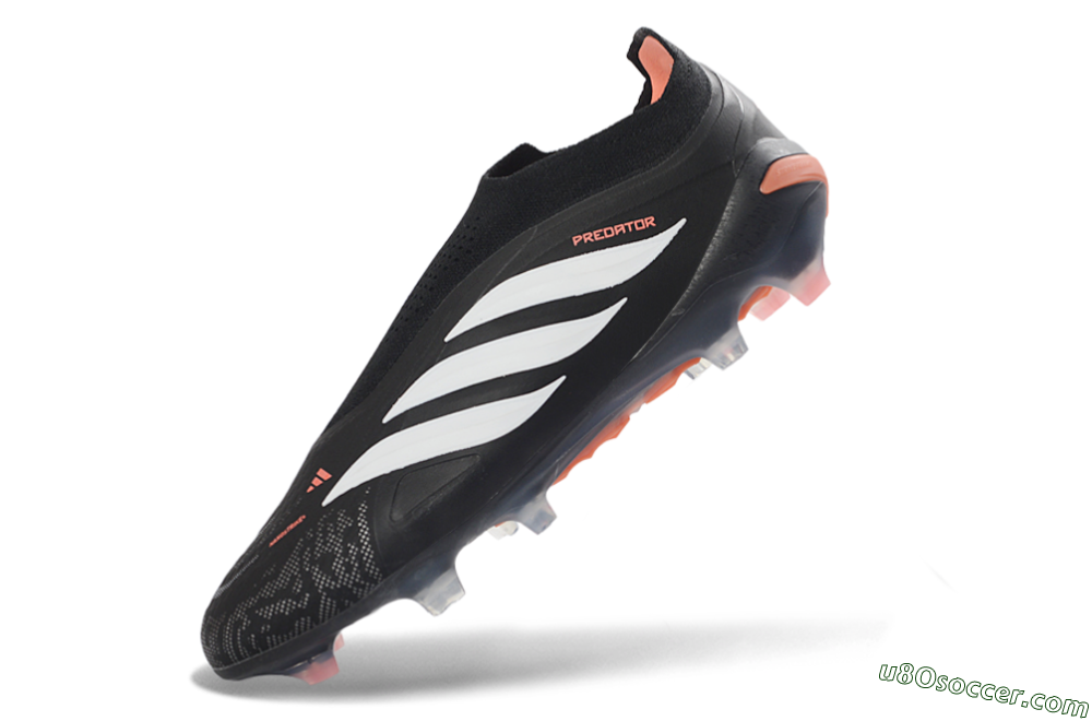 Adidas Predator 26 Elite Laceless FG Firm Ground Soccer Cleats - Black/White/Coral 5