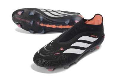 Adidas Predator 26 Elite Laceless FG Firm Ground Soccer Cleats - Black/White/Coral