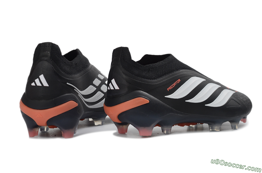 Adidas Predator 26 Elite Laceless FG Firm Ground Soccer Cleats - Black/White/Coral 6
