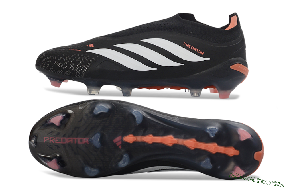 Adidas Predator 26 Elite Laceless FG Firm Ground Soccer Cleats - Black/White/Coral 0