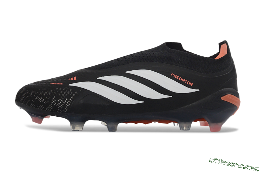 Adidas Predator 26 Elite Laceless FG Firm Ground Soccer Cleats - Black/White/Coral 2