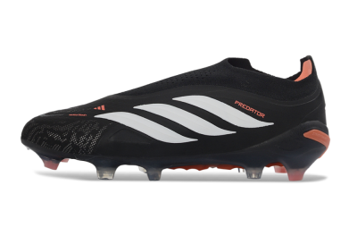 Adidas Predator 26 Elite Laceless FG Firm Ground Soccer Cleats - Black/White/Coral