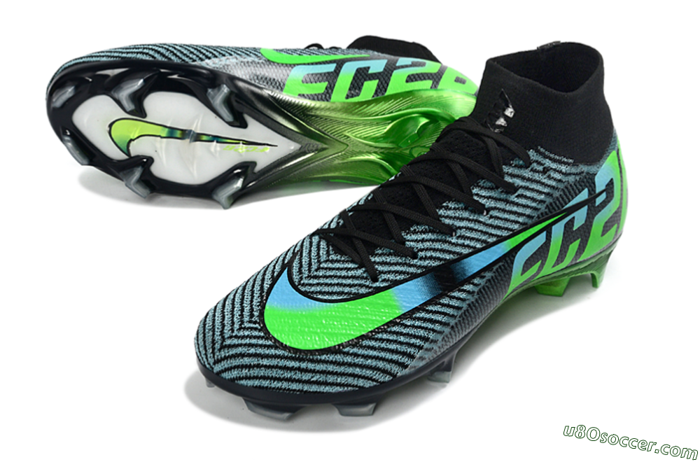 EAFC x Nike Air Zoom Mercurial Superfly 10 Elite FG Firm Ground Soccer Cleats - Black/Neon Green/Blue Shade 3