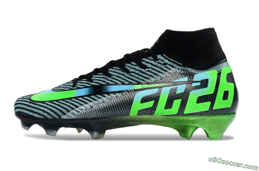 EAFC x Nike Air Zoom Mercurial Superfly 10 Elite FG Firm Ground Soccer Cleats - Black/Neon Green/Blue Shade 2