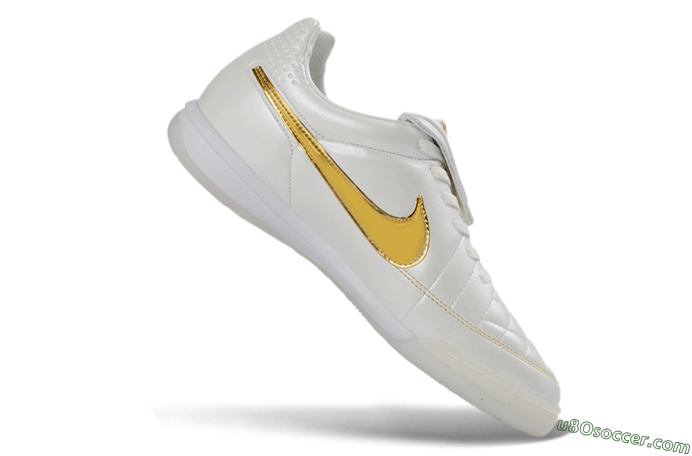 Nike Tiempo Legend SE IC Indoor & Futsal Soccer Shoes - White/Metallic Gold/Classic White 4
