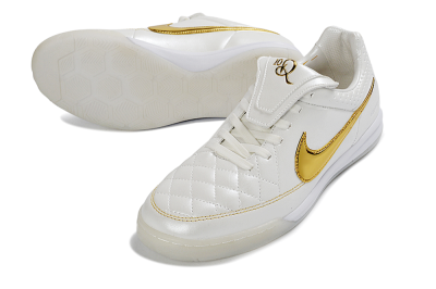 Nike Tiempo Legend SE IC Indoor & Futsal Soccer Shoes - White/Metallic Gold/Classic White