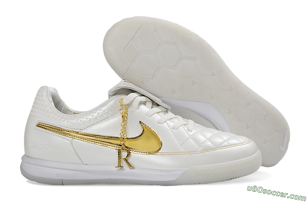 Nike Tiempo Legend SE IC Indoor & Futsal Soccer Shoes - White/Metallic Gold/Classic White 1