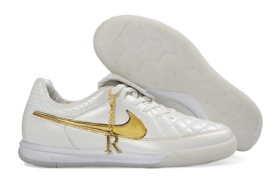 Nike Tiempo Legend SE IC Indoor & Futsal Soccer Shoes - White/Metallic Gold/Classic White