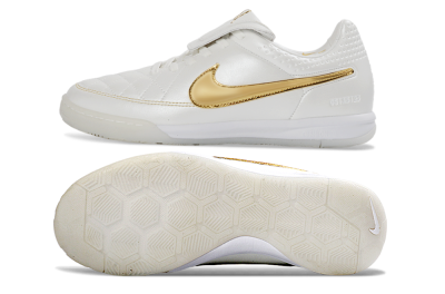 Nike Tiempo Legend SE IC Indoor & Futsal Soccer Shoes - White/Metallic Gold/Classic White