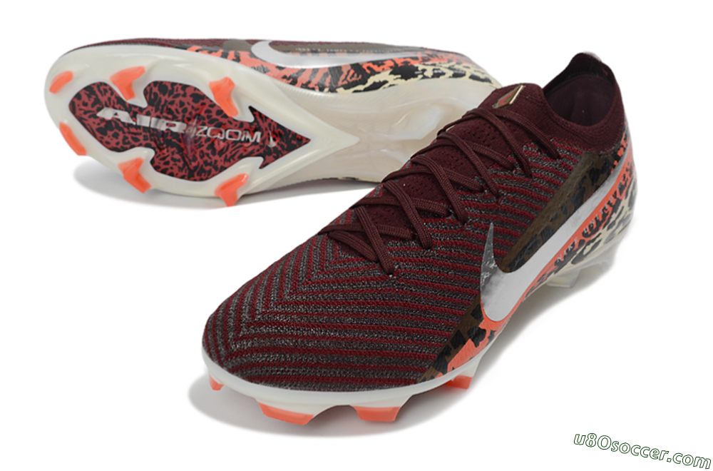 Nike Air Zoom Mercurial Vapor 16 Elite FG Firm Ground Soccer Cleats - Burgundy/Coral Red/Black Pattern 3