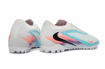 Nike Phantom 6 Elite Low TF Artificial Turf Soccer Shoes - White/Aqua Blue/Coral Pink